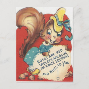 Vintage Squirrel Valentine Holiday Postcard