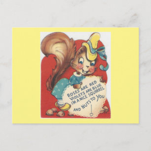 Vintage Squirrel Valentine Holiday Postcard