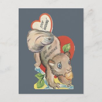 Vintage Squirrel Valentine Holiday Postcard by Gypsify at Zazzle