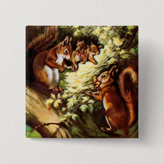 Vintage Squirrels Button (Front)