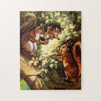 Vintage Squirrels Jigsaw Puzzle by stellerangel at Zazzle