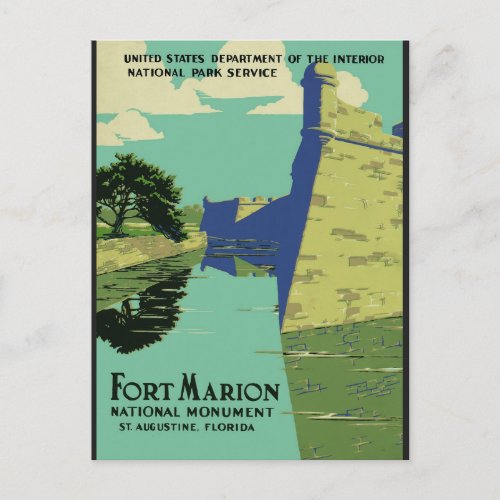 Vintage St Augustine Florida Fort Marion Travel Postcard
