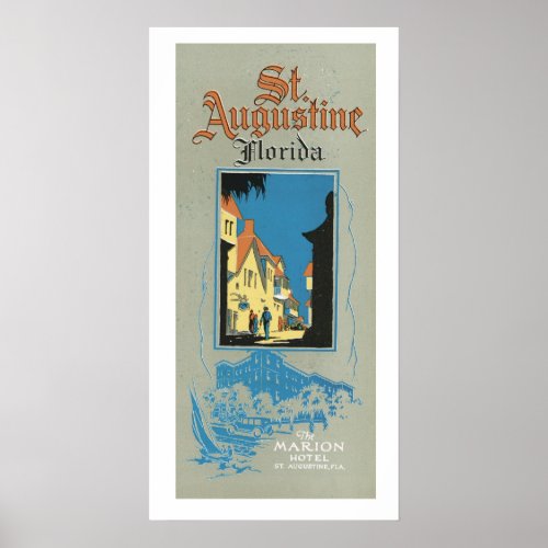 Vintage St Augustine Florida Travel Ad Art Poster