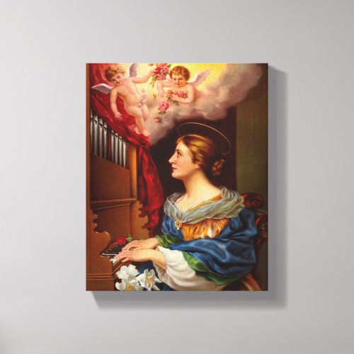 Vintage St Cecilia with Angels Musician Canvas Print