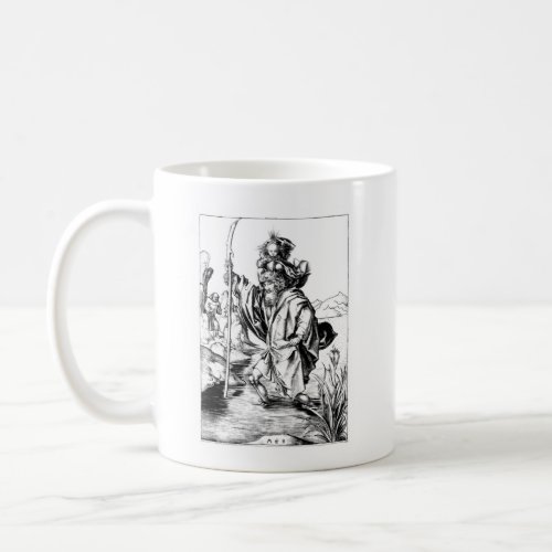 Vintage St Christopher Renaissance Art Catholic Coffee Mug