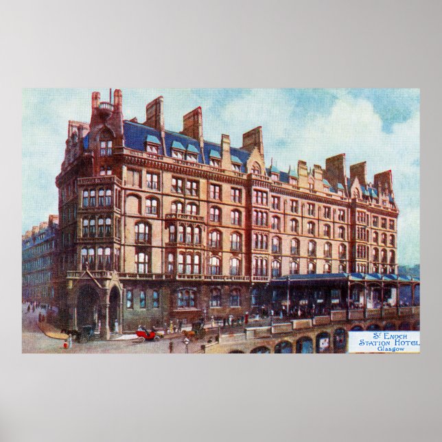Vintage St Enoch railway station hotel Glasgow Poster (Front)
