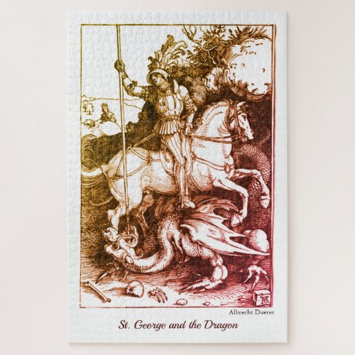 Vintage St George and the Dragon Medieval Art  Jigsaw Puzzle