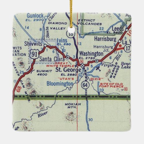 Vintage St George Utah Map Ceramic Ornament