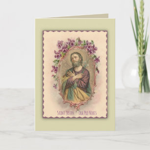 Vintage St. Joseph Floral Memorare Prayer Card