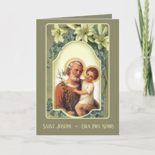 Vintage St. Joseph Floral Memorare Prayer Card