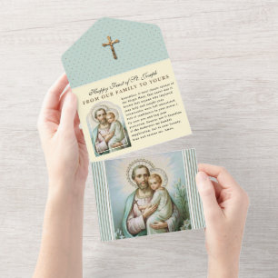 Vintage St. Joseph Jesus Religious Scripture All In One Invitation