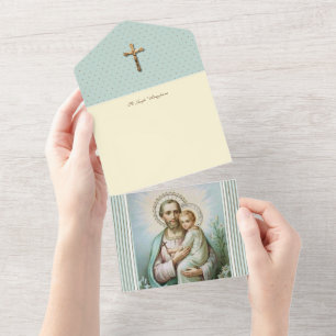 Vintage St. Joseph Jesus Religious Scripture All In One Invitation