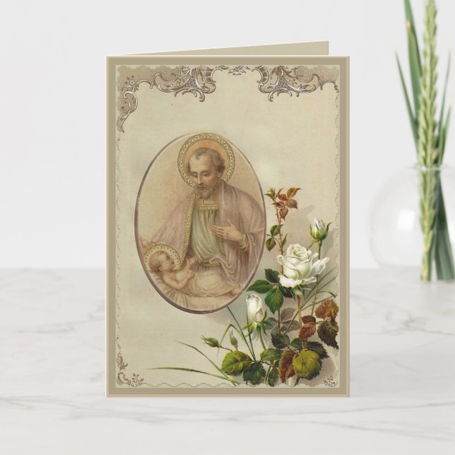 Vintage St. Joseph  with Baby Jesus Card (Front)