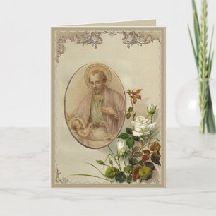 Vintage St. Joseph with Baby Jesus Card
