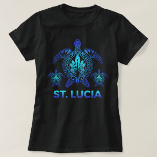 Vintage St. Lucia Ocean Blue Sea Turtle Souvenirs T-Shirt