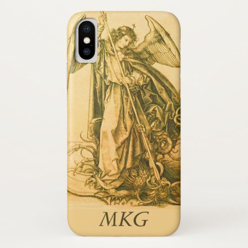 Vintage St Michael the Archangel Gold Medieval iPhone X Case