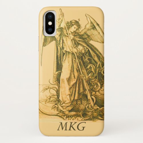 Vintage St Michael the Archangel Gold Medieval  iPhone X Case