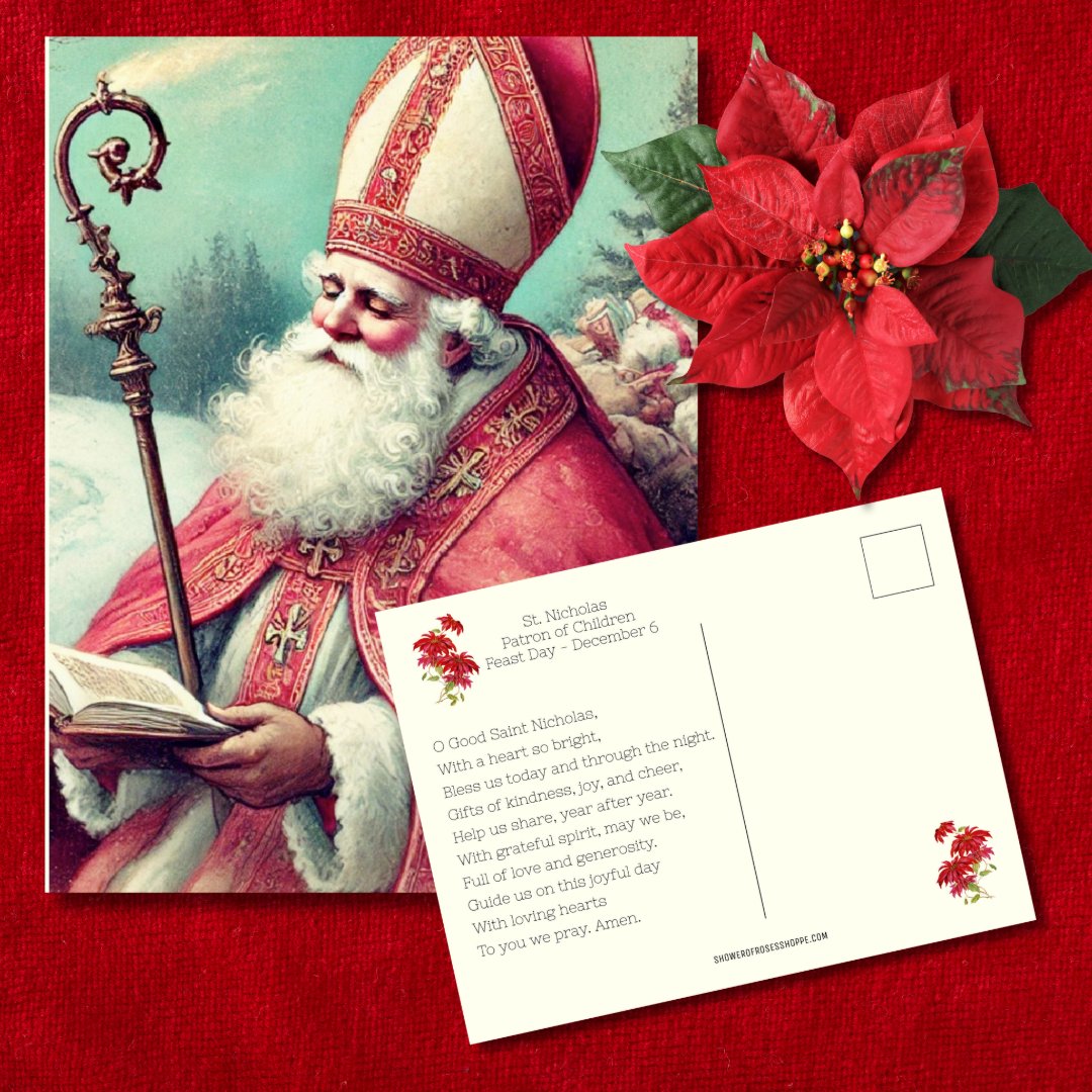 Vintage St. Nicholas Prayer for Feast Day Postcard