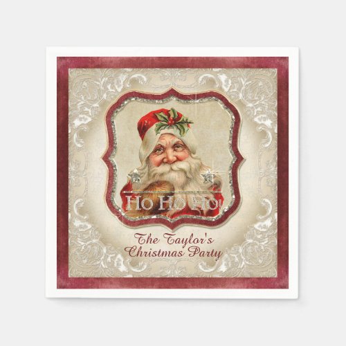 Vintage St Nicholas Santa Claus Christmas Party Paper Napkins