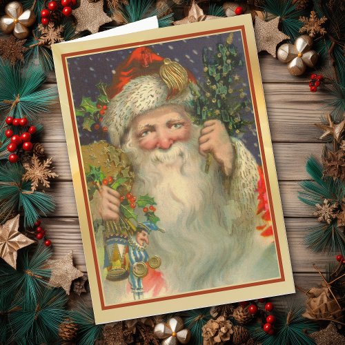Vintage St Nicholas with Toys Christmas Card