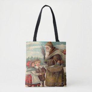 Vintage St. Nicolas Gifts for Kids Christmas Tote Bag