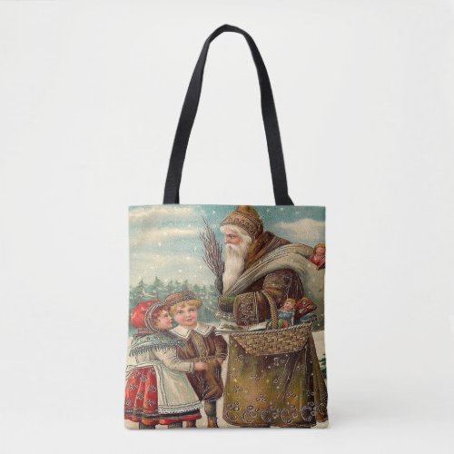 Vintage St Nicolas Gifts for Kids Christmas  Tote Bag