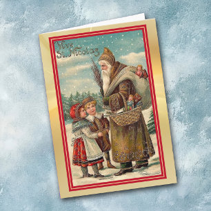 Vintage St Nicolas with Children Christmas Card