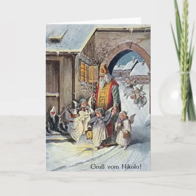 Vintage St. Nikolas German Christmas Greeting Card | Zazzle
