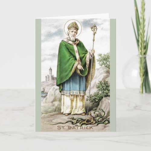 Vintage St Patrick and Snakes Greeting Card