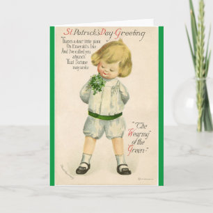 Vintage St Patrick greetings cute little blond boy Card