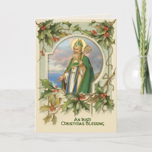 Vintage St Patrick Irish Christmas Blessing Card
