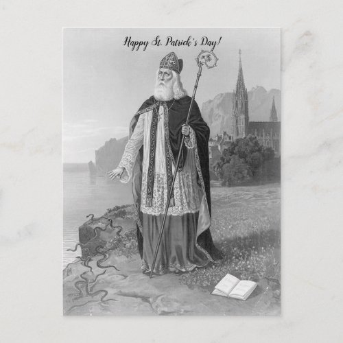 Vintage St Patrick Rids Ireland of Snakes Postcard