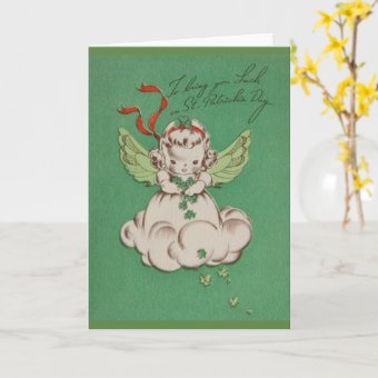 Vintage St. Patrick's Day Angel Luck Greeting Card | Zazzle