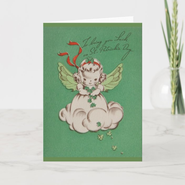 Vintage St. Patrick's Day Angel Luck Greeting Card | Zazzle.com