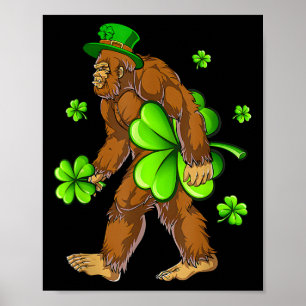 Vintage St Patricks Day Bigfoot Sasquatch Saint Pa Poster