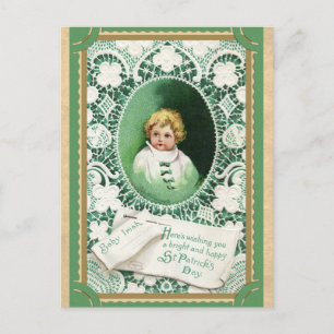 Vintage St Patricks Day Cute Irish Baby Postcard
