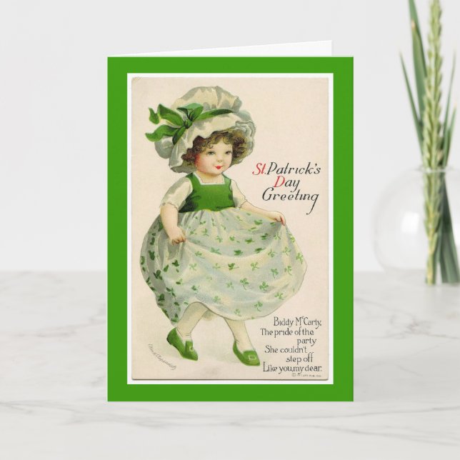 Vintage St. Patrick's Day Dancer Greeting Card (Front)
