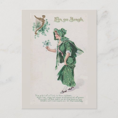 Vintage St Patricks Day Erin go Bragh Holiday Postcard