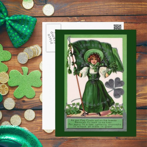 Vintage St Patricks Day Erin Go Bragh Postcard
