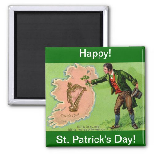 Vintage St Patricks Day Erins Isle Magnet