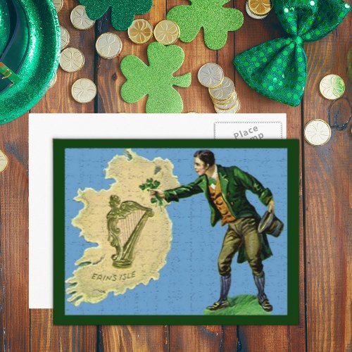 Vintage St Patricks Day Erins Isle Two Postcard