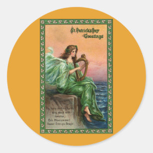 Vintage St. Patrick's Day. Exile of Erin Beach Classic Round Sticker