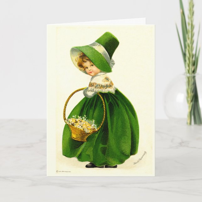 Vintage St. Patrick's Day Girl Card (Front)