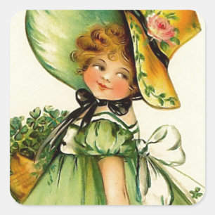 Vintage St. Patrick's Day Girl Square Sticker