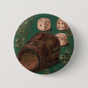 Vintage St. Patrick's Day, Good Luck Irish Dice Button