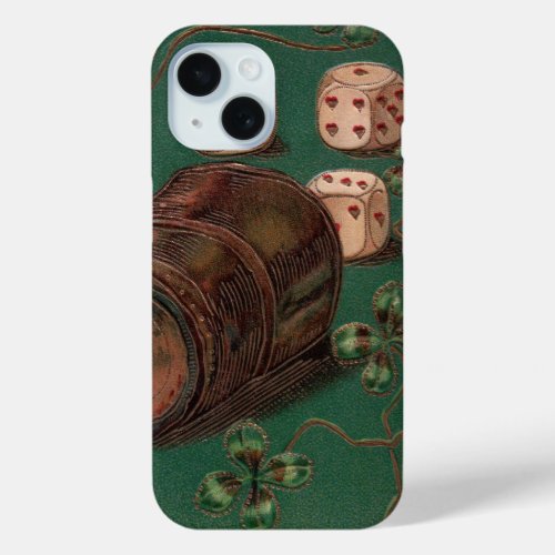 Vintage St Patricks Day Good Luck Irish Dice iPhone 15 Case