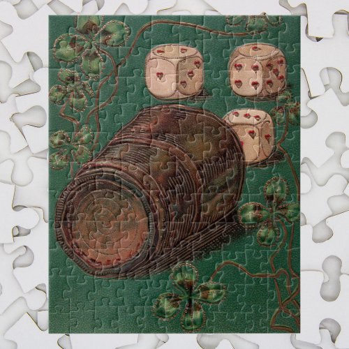 Vintage St Patricks Day Good Luck Irish Dice Jigsaw Puzzle