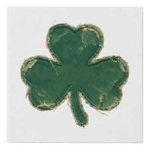 Vintage St patricks Day Green Shamrock Clover  Faux Canvas Print