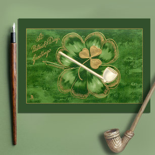 Vintage St. Patrick's Day Greeting with Shamrock Postcard