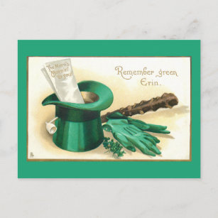Vintage St. Patrick's Day Greeting with Top Hat Postcard